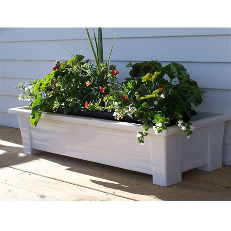 white plastic rectangular planter boxes